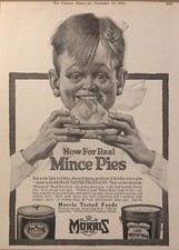 1916 Morris Golden Crown Mince Meat PRINT AD Boy Pie Whiteleaf Lard VTG 1910s picture