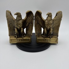 Vintage PMC 1776 Brass Eagle Bookends Philadelphia Mfg Co 114B Americana Heavy  picture