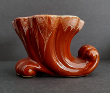 Vintage Cornucopia Chocolate Brown Drip Glaze Planter 6