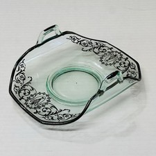 Vintage Fostoria Glass Sterling Silver Overlay Bonbon Server Dish Handled 6” picture