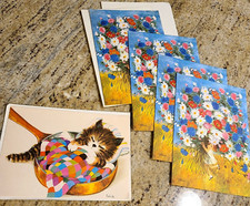 Vintage Patrick Gordon Fraser Greeting Cards Cat Girl Flowers 70s? Get Well Cute picture