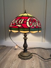 Vintage 1970s Coca-Cola Tiffany Style Table Lamp - Working Retro Coke Sign picture