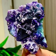 146G Rare Transparent Purple Green Cube Fluorite Mineral Crystal Specimen/China picture