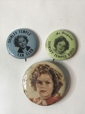 Shirley Temple Pinback Buttons lot of 3 - Fan Club & More picture