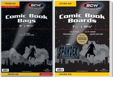 100 BCW Golden Age Thick 2-Mil Poly Comic Bags & Boards Acid Free Combo picture