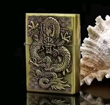 Vintage Style Embossed Dragon Flip-top Lighter Refillable (No Fuel) picture