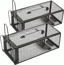 2-Pack Rat Traps Humane Live Mouse Vole Chipmunk Trap Cage (Black) picture