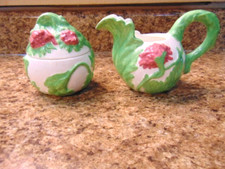 Floral Cream and Sugar set signed B.S. Made in 