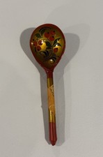 Vintage USSR Russian Khokhloma Polubaskaya Wooden Spoon Travka Folk Art Original picture