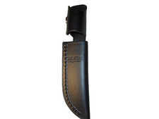 BUCK KNIFE MODEL # 102 WOODSMAN LEATHER BELT SHEATH -- BLACK WITH BUCK LOGO picture