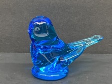 VTG Bluebird of Happiness Blue Glass Bird Knick-knack Leo Ward 1998 Terra Studio picture