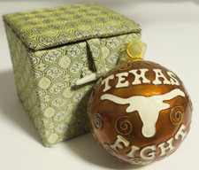 Kitty Keller Texas Fight Longhorns Cloisonné Gold/ Enamel Christmas Ornament picture