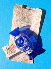 *RARE 1939 New York World's Fair Cobalt Blue Italian Building Vase, Bag, Matches picture