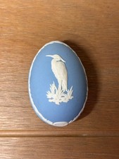 Vintage 1978 Stork Egg-shaped Trinket Dish - Wedgwood Blue Jasperware picture