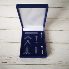 9 pieces Masonic Miniature Working Tools Velvet exquisite Gift Set blue Boxed   picture