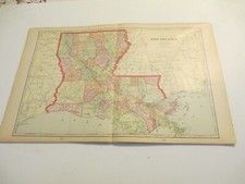 ANTIQUE MAP  OF LOUISIANA  CRAM'S  ATLAS 1905  23 X 14.5 picture