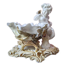 1880s Antique English Moore Brothers Porcelain Figurine Vase Angel w Butterfly picture