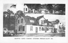 Postcard Poplar Bluff Missouri Scott's Cafe Cabins Station Vintage picture