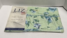 1990s Liz Claiborne At Home 100% Cotton Twin Flat Sheet Vintage Savannah Floral picture