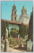 Mission Dolores San Francisco CA Postcard 1968 Cemetery Statue Bell Tower picture