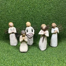 Vintage 1999 DEMDACO Lot of 5 Hand Painted Resin Willow Tree Angel picture