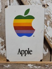 VINTAGE APPLE COMPUTERS PORCELAIN SIGN OLD ELECTRONIC STORE ADVERTISING RAINBOW picture
