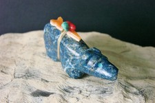 Vintage Native Zuni Fetish Blue Sodalite Bear Carving By Bernard Homer Jr. (d) picture