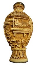 Vintage Chinese Carved Bottle Qianlong Mark Figural Scene Spoon Stopper picture