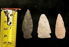 Three Authentic Arrowhead/Spearpoint Native American Indian Artifacts Tennessee picture
