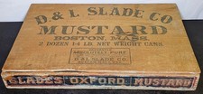 Antique D & L Slade Co Mustard Wood Box Crate Boston MA Oxford Mustard Marlboro picture