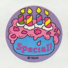 80s Trend Scratch & Sniff Glossy Raspberry Birthday Cake Stinky Stickers Single picture