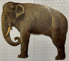 Wonderful Antique Edwardian Tuck Mechanical Animal Die Cut Embossed Elephant HTF picture