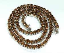 Round Cut Brown Champagne Diamond Tennis Necklace 17