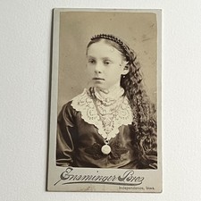 Antique CDV Photograph Adorable Little Girl Beautiful Long Hair Independence IA picture