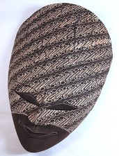 Batik Mask, Javanese, Dark Brown and White, Super Detail,  Approx 11.5