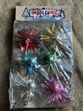 Vtg NOS 6 Christmas Mercury Glass Ball Tinsel Starburst Ornaments Decor~2 Broken picture