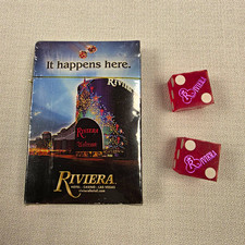 Riviera Las Vegas Casino Sealed Playing Cards Used Dice Pair Vintage Memorabilia picture