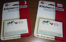 Vintage Farmhouse 1970s COW CHICKEN PIG Conimar Kitchen Labels 2 packs of 30-NEW picture