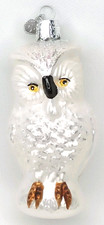 Vintage OWC Glass Snowy Owl Old World Christmas Ornament With Original Metal Tag picture