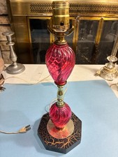 Vintage pink glass table lamp.  picture