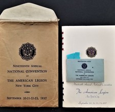 1937 antique AMERICAN LEGION NATL CONV nyc Program Ticket Book Env w Negro BB picture