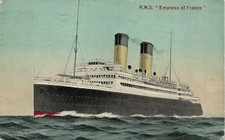 PC SHIPS SHIPPING R.M.S. EMPRESS OF FRANCE VINTAGE POSTCARD (b64543) picture