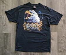 VTG 1996 Harley Davidson 3D Emblem Eagle T Shirt XL Daytona Bike Week 1992 Black picture