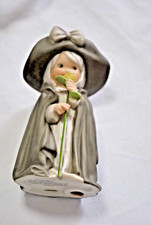 VTG Enesco 1998 Long Stem Yellow Rose Lasting Friendship Figurine Gray Cape Bow picture