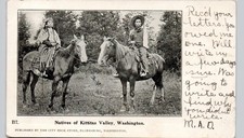 KITTITAS VALLEY NATIVE INDIANS ON HORSE c1910 postcard washington wa ellensburg picture