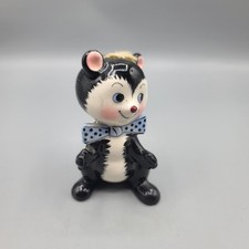 1950s Ucagco Porcelain Skunk Figurine With Blue Polkadot Bowtie Japan picture