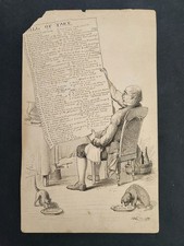 1883 antique BILL OF FARE handwritten COMIC MENU FOOD LIQUOR satire WE fecit picture