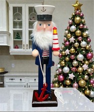 Coastal 14“ Sailor Nutcracker Anchor Lighthouse Christmas Beach House Decor NWT picture