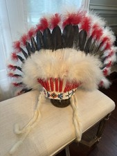 Vintage Native American Indian Feathered Real Ceremonial Headdress picture