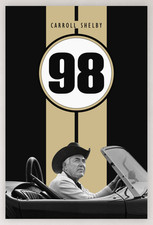 24X36 CARROLL SHELBY 98 COBRA RVEN BLACK ON GOLD HERTZ EDITION STRIPED POSTER picture